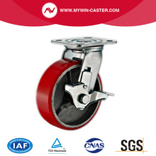 4'' Swivel Heavy Duty PU Industrial Caster with Iron Core With Size Brake